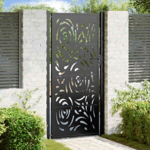 Garden Gate Black 105x205 cm Steel Flame Design