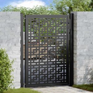 Garden Gate Black 105x130 cm Steel Cross Design