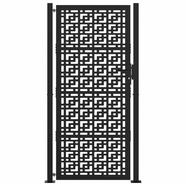 Garden Gate Black 105x205 cm Steel Cross Design