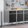Work Cabinet with Drawer 2 pcs Black and Grey 100 x 55 x 85 cm