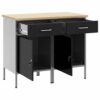 Work Cabinet with Drawer 2 pcs Black and Grey 100 x 55 x 85 cm