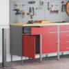 Work Cabinet with Drawer 2 pcs Red and Grey 100 x 55 x 85 cm