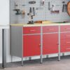 Work Cabinet with Drawer 2 pcs Red and Grey 100 x 55 x 85 cm