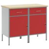 Work Cabinet with Drawer 2 pcs Red and Grey 100 x 55 x 85 cm