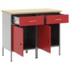 Work Cabinet with Drawer 2 pcs Red and Grey 100 x 55 x 85 cm