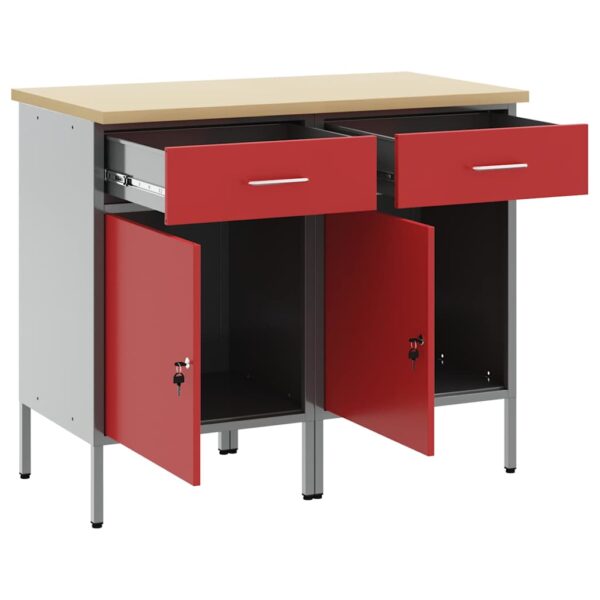 Work Cabinet with Drawer 2 pcs Red and Grey 100 x 55 x 85 cm