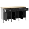 Work Cabinet with Drawer 3 pcs Black and Grey 150 x 55 x 85 cm