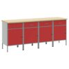 Work Cabinet with Drawer 4 pcs Red and Grey 200 x 55 x 85 cm