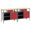 Work Bench Set with Drawer 2 pcs Red 200 x 55 x 85 cm Steel
