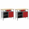 Work Bench Set with Drawer 2 pcs Red 200 x 55 x 85 cm Steel