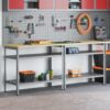 Work Bench Set with Shelf 2 pcs Grey 200 x 55 x 85 cm Steel