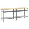 Work Bench Set with Shelf 2 pcs Grey 200 x 55 x 85 cm Steel