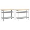 Work Bench Set with Shelf 2 pcs Grey 200 x 55 x 85 cm Steel