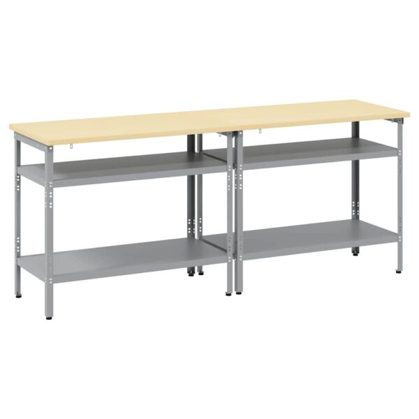 Work Bench Set with Shelf 2 pcs Grey 200 x 55 x 85 cm Steel