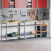 Work Bench Set with Shelf 3 pcs Grey 255 x 55 x 85 cm Steel
