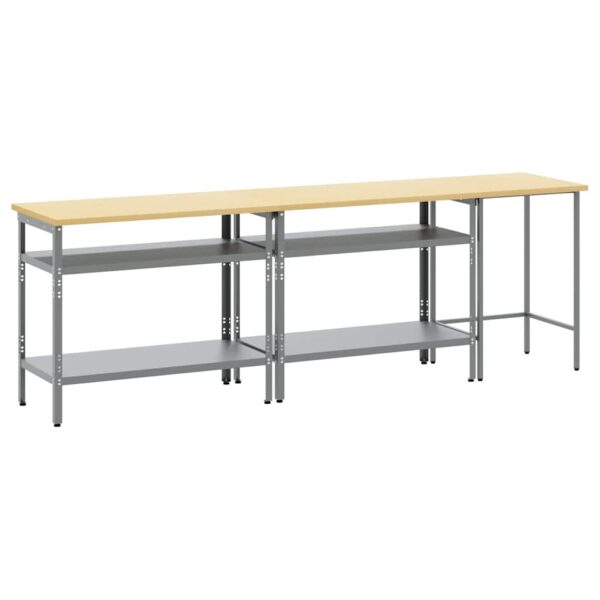 Work Bench Set with Shelf 3 pcs Grey 255 x 55 x 85 cm Steel