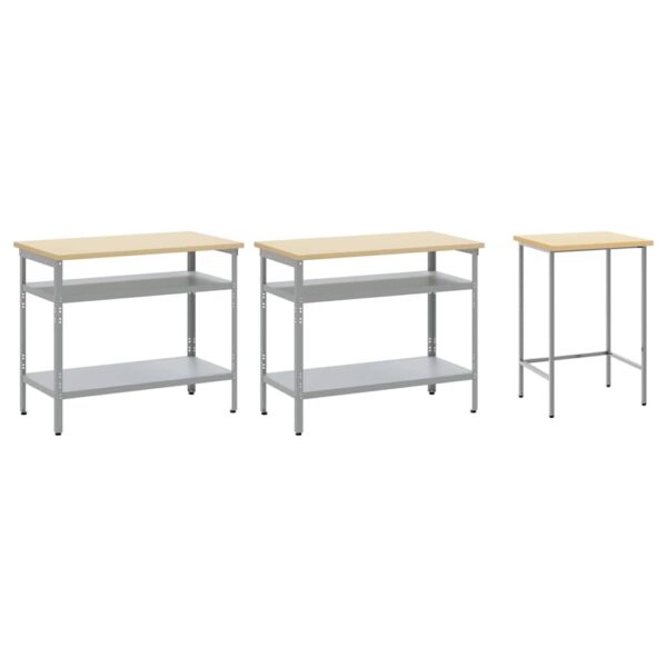 Work Bench Set with Shelf 3 pcs Grey 255 x 55 x 85 cm Steel