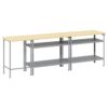 Work Bench Set with Shelf 3 pcs Grey 255 x 55 x 85 cm Steel