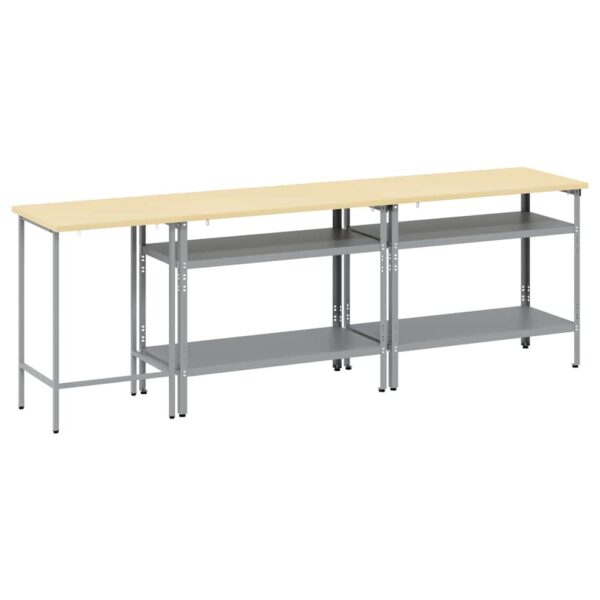 Work Bench Set with Shelf 3 pcs Grey 255 x 55 x 85 cm Steel