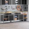 Work Bench Set with Drawer 3 pcs Red 255 x 55 x 85 cm Steel