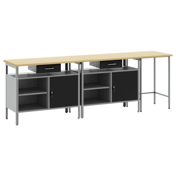 Work Bench Set with Drawer 3 pcs Red 255 x 55 x 85 cm Steel