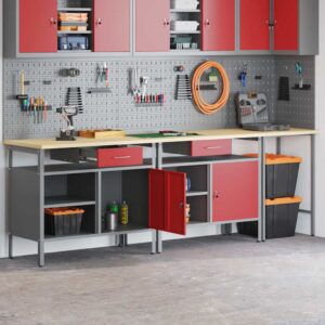 Work Bench Set with Drawer 3 pcs Black 255 x 55 x 85 cm Steel