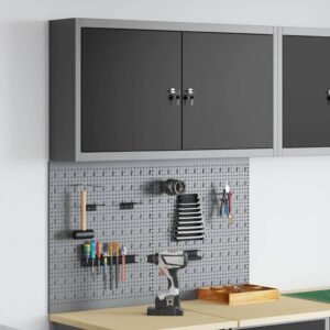 Tool Cabinet and Pegboard Set 3 pcs Black 100 x 20 x 115 cm
