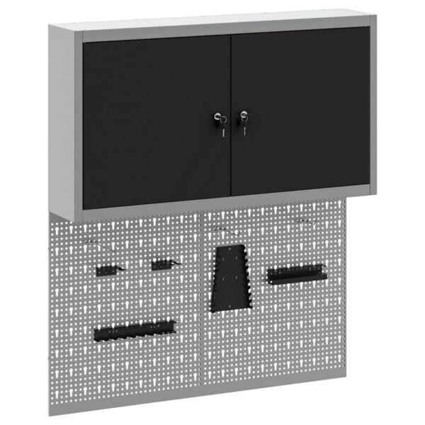 Tool Cabinet and Pegboard Set 3 pcs Black 100 x 20 x 115 cm