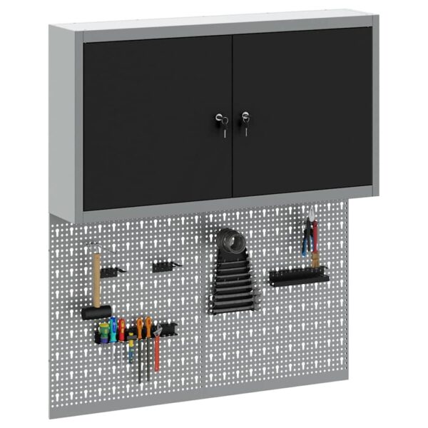 Tool Cabinet and Pegboard Set 3 pcs Black 100 x 20 x 115 cm