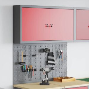 Tool Cabinet and Pegboard Set 3 pcs Red 100 x 20 x 115 cm Steel