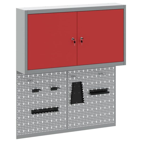 Tool Cabinet and Pegboard Set 3 pcs Red 100 x 20 x 115 cm Steel