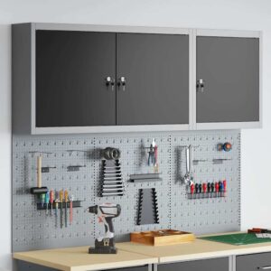 Tool Cabinet and Pegboard Set 5 pcs Black 150 x 20 x 115 cm