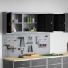 Tool Cabinet and Pegboard Set 5 pcs Black 150 x 20 x 115 cm