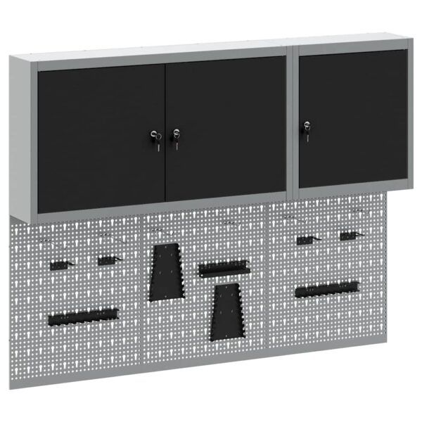 Tool Cabinet and Pegboard Set 5 pcs Black 150 x 20 x 115 cm