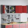 Tool Cabinet and Pegboard Set 5 pcs Red 150 x 20 x 115 cm Steel