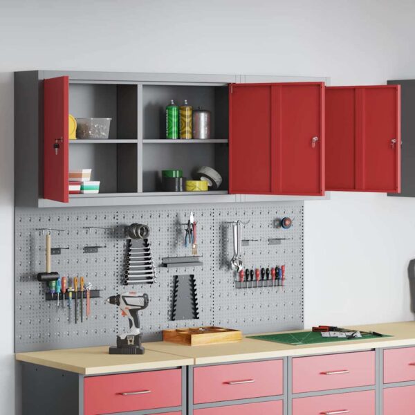 Tool Cabinet and Pegboard Set 5 pcs Red 150 x 20 x 115 cm Steel