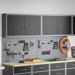 Tool Cabinet and Pegboard Set 6 pcs Black 200 x 20 x 115 cm