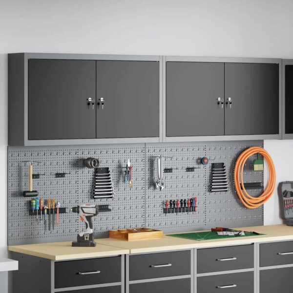 Tool Cabinet and Pegboard Set 6 pcs Black 200 x 20 x 115 cm