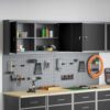Tool Cabinet and Pegboard Set 6 pcs Black 200 x 20 x 115 cm