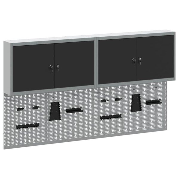 Tool Cabinet and Pegboard Set 6 pcs Black 200 x 20 x 115 cm