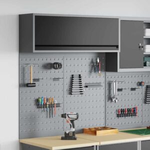 Tool Cabinet and Pegboard Set 3 pcs Black 100 x 25 x 115 cm