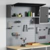 Tool Cabinet and Pegboard Set 3 pcs Black 100 x 25 x 115 cm