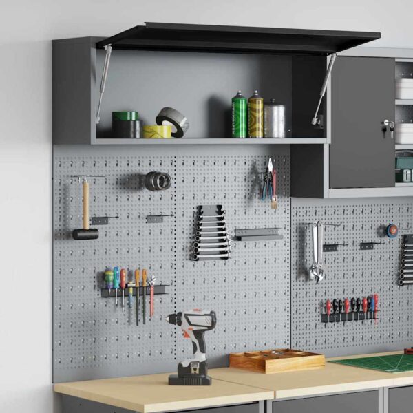 Tool Cabinet and Pegboard Set 3 pcs Black 100 x 25 x 115 cm