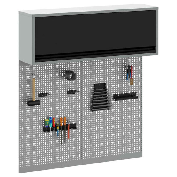 Tool Cabinet and Pegboard Set 3 pcs Black 100 x 25 x 115 cm