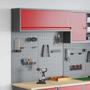 Tool Cabinet and Pegboard Set 3 pcs Red 100 x 25 x 115 cm Steel