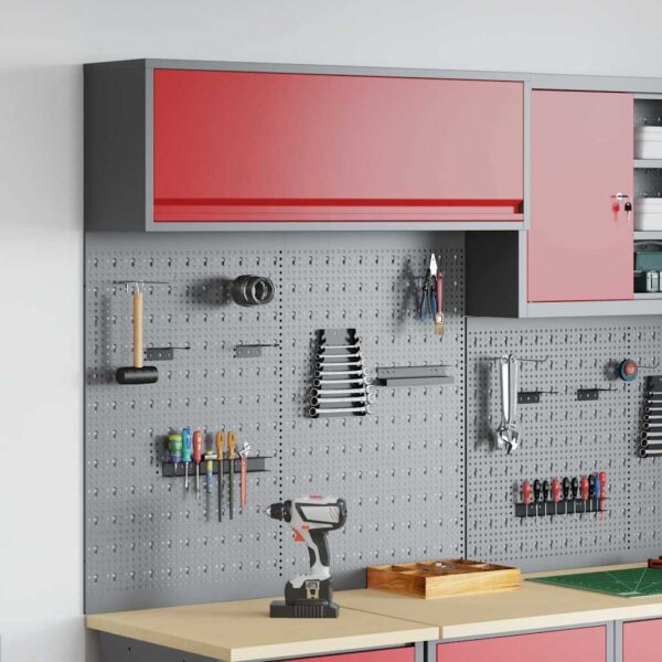 Tool Cabinet and Pegboard Set 3 pcs Red 100 x 25 x 115 cm Steel
