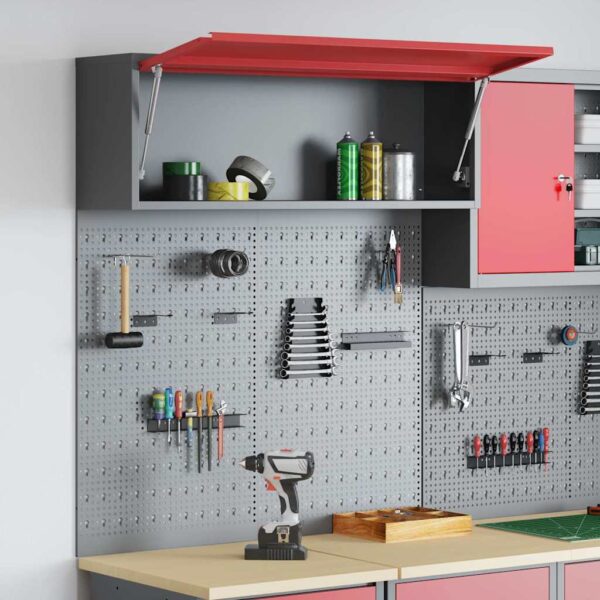 Tool Cabinet and Pegboard Set 3 pcs Red 100 x 25 x 115 cm Steel