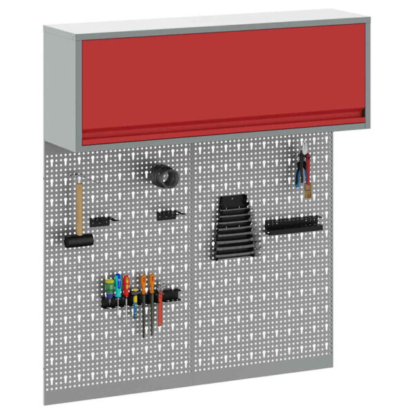 Tool Cabinet and Pegboard Set 3 pcs Red 100 x 25 x 115 cm Steel
