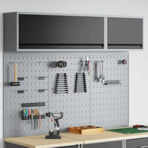 Tool Cabinet and Pegboard Set 5 pcs Black 150 x 25 x 115 cm