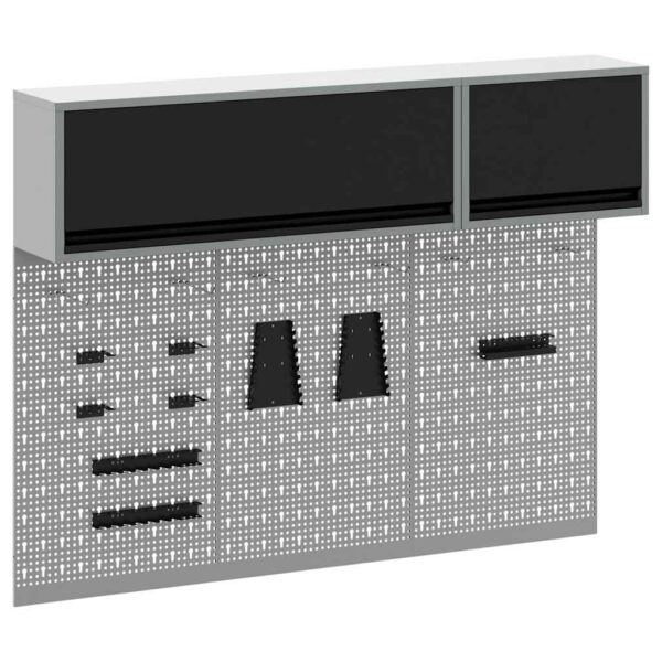 Tool Cabinet and Pegboard Set 5 pcs Black 150 x 25 x 115 cm